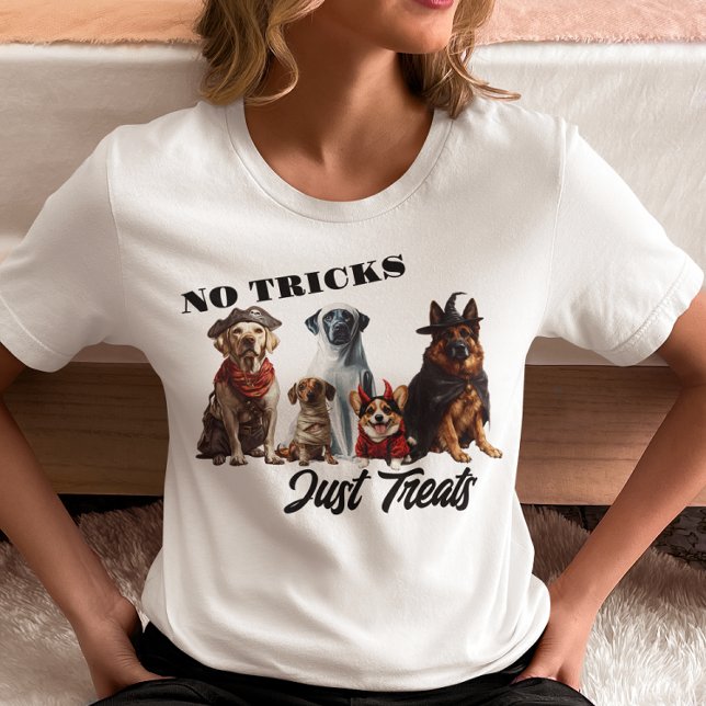 Inga tricks just treats Halloween hundar T Shirt (Skapare uppladdad)
