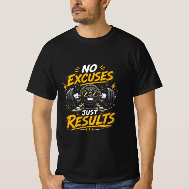 Inga ursäkter bara gymdesign  t shirt (Framsida)