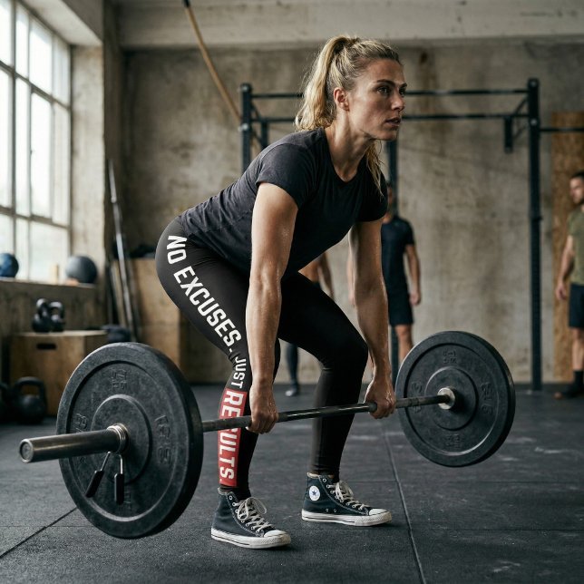Inga Ursäkter Bara Resultat Gym Leggings (No excuses. Just results.
Push harder. Train stronger. Become unstoppable.)