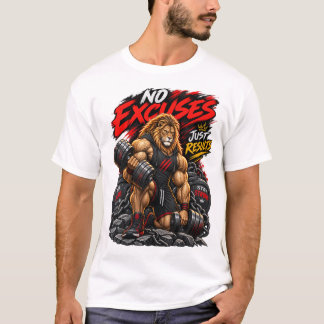Inga Ursäkter Bara Resultat Lejon Gym Fitness Vikt T Shirt