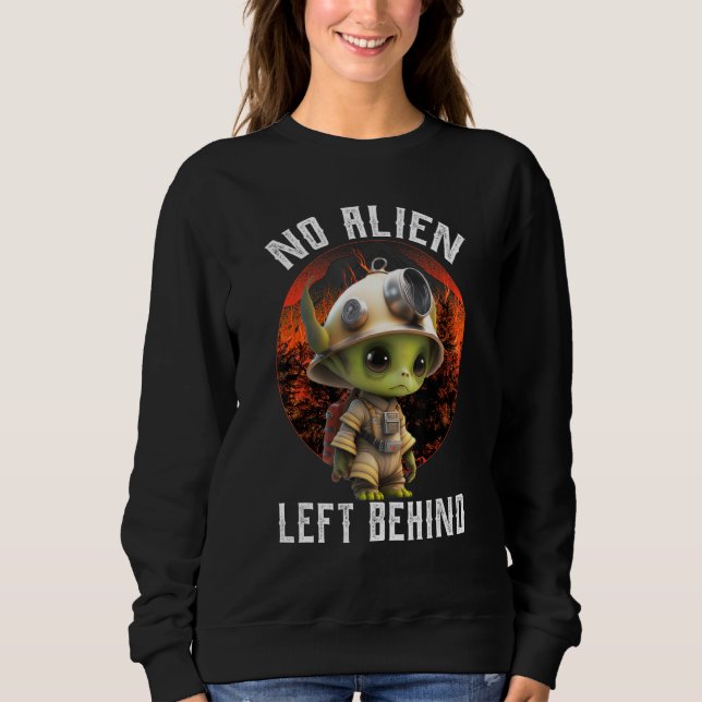Inga utomjordingar kvar, roliga utomjordingar bran t shirt (Framsida)