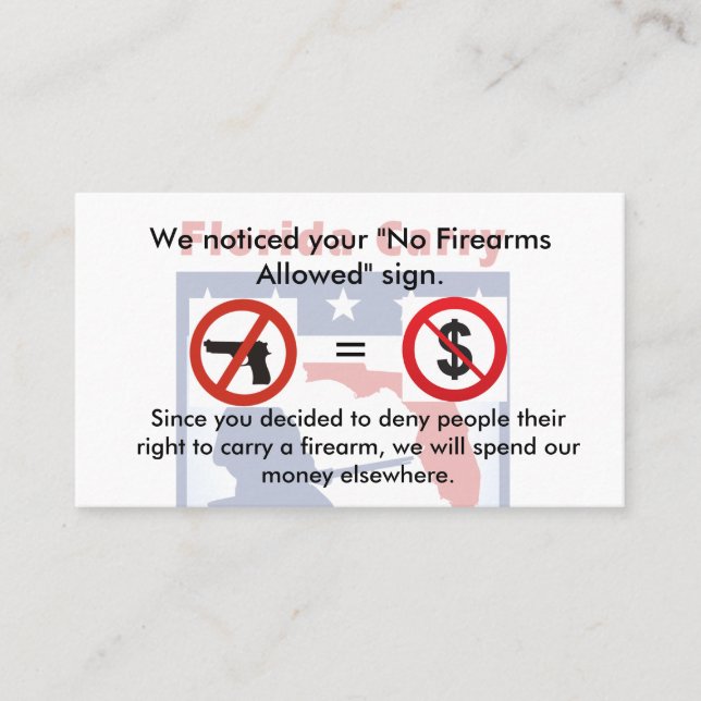 Inga vapen inga pengar! visitkort (Framsida)