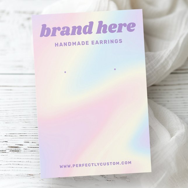 Ingående lila för regnbåge visitkort (Retro pastel rainbow purple earring card)