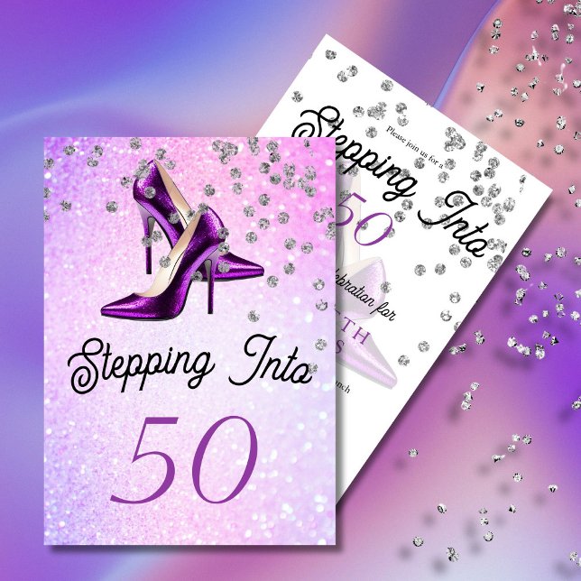 Ingång till 50:e Eleganten Glitter födelsedag Inbjudningar (Skapare uppladdad)