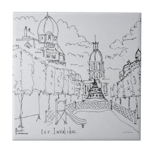 Ingång till Les Invalides, Paris, Frankrike Kakelplatta (Framsidan)