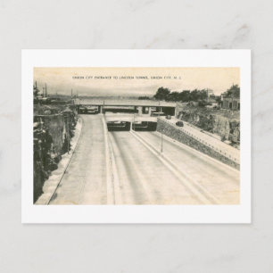 Ingång till Lincoln Tunnels Vintage Vykort