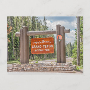 Ingångsskylt till Grand Teton National Park Vykort