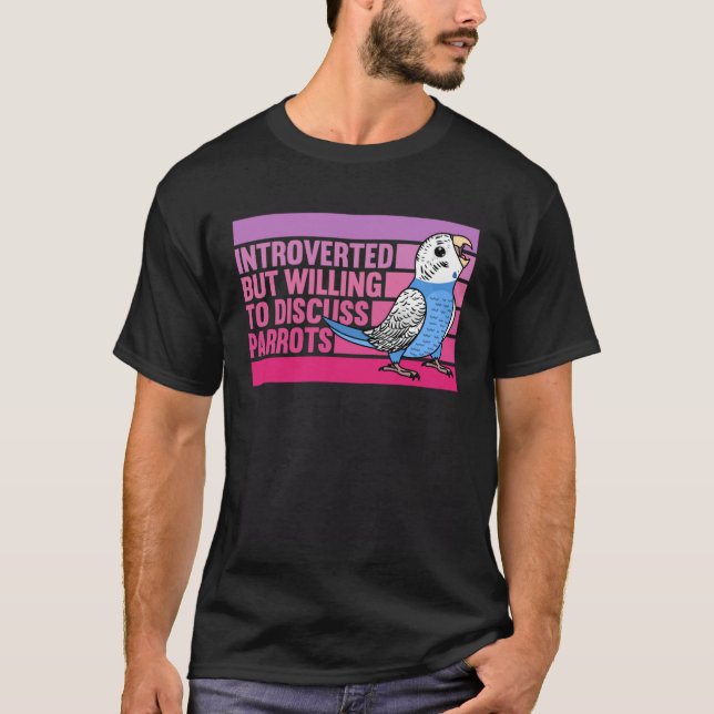Ingår, men Parrots Blue Budgie Budgerigar T Shirt (Framsida)