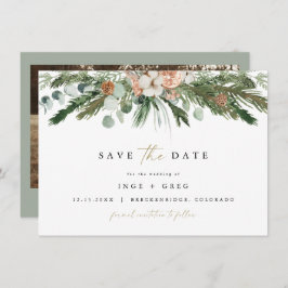 INGE Scandinavian Winter Greenery Save Date Inbjudningar