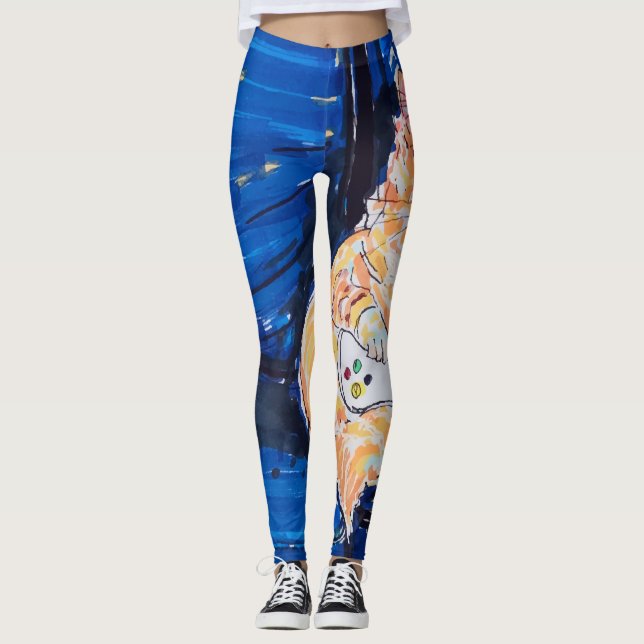 Ingefär Gamer Katt Leggings (Framsida)
