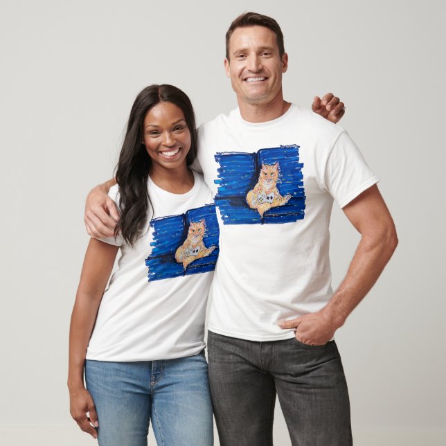 Ingefära Gamer Katt T Shirt (Unisex)