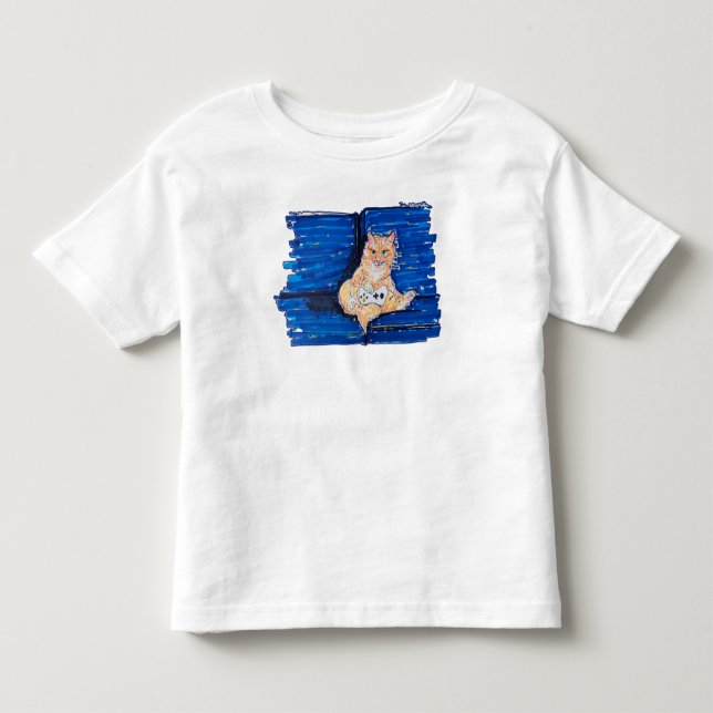Ingefära Gamer Katt T Shirt (Framsida)