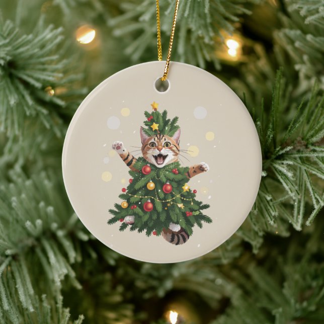 Ingefära Orange Katt Julgran Söt Jul  Julgransprydnad Keramik (Träd)