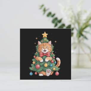 Ingefära Orange Katt Julgran Söt Jul Julkort