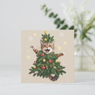 Ingefära Orange Katt Julgran Söt Jul Julkort