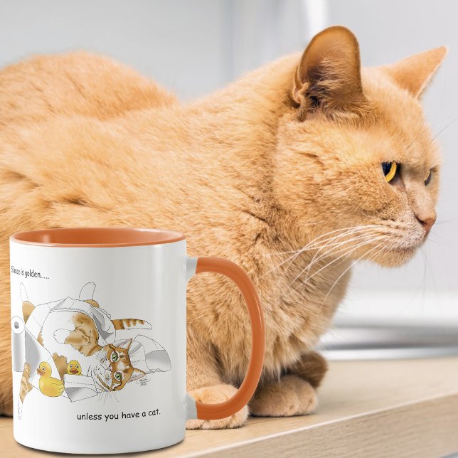 Ingefära Orange Katt Rolig Toalettpapper Grön Mugg (Skapare uppladdad)