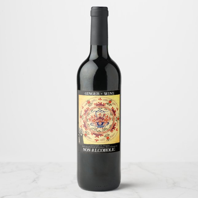 Ingefärsvin Vin Tillverkning Hemmagjort Vinflaska Etikett (Framsida)