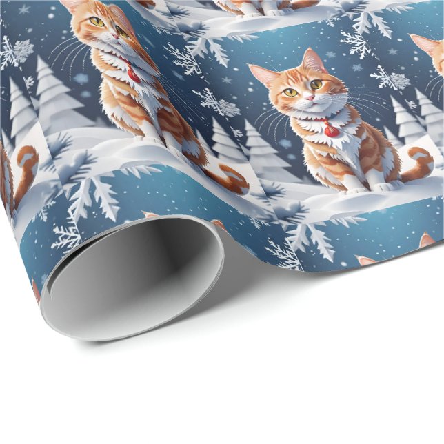 Ingefärsvinter jul katt presentpapper (Rullad Hörn)