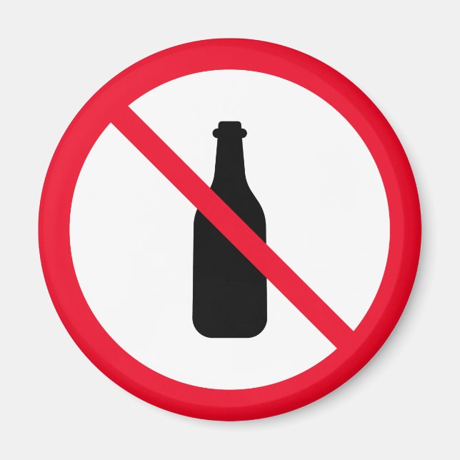 Ingen alkohol | Rött cirkeltecken | Magnet (Framsidan)