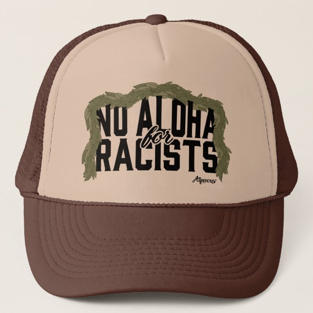 Ingen Aloha för Racists [Black]-Truckerkeps Keps (Framsida)