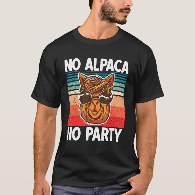 Ingen Alpaca utan Party-lass med solglasögon T Shirt (Framsida)