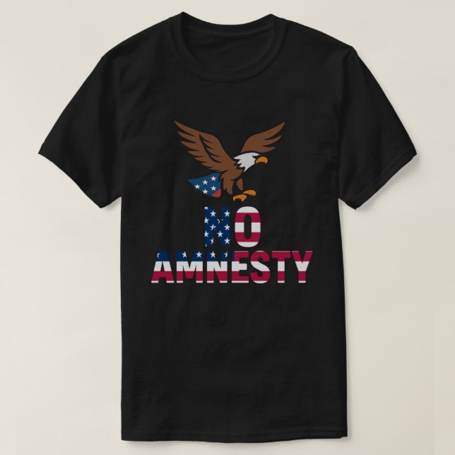 Ingen Amnesty fetstilt Eagle Patriotic T-Shirt Des (Design framsida)