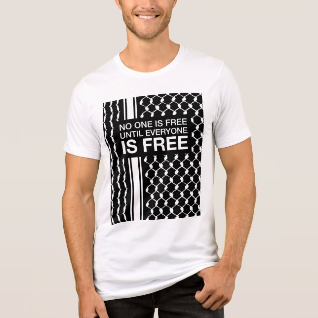 Ingen är fri förrän alla är Palestina Kufiya T Shirt (Framsida)