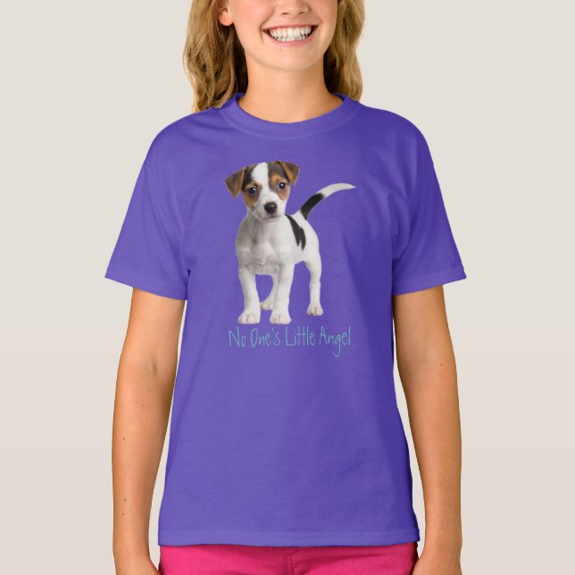 Ingen är liten ängel. Cute Puppy Emo/Rebel-Barn T Shirt (Framsida)