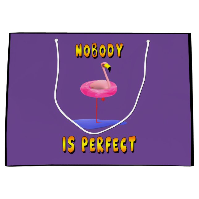 Ingen Är Perfekt Rolig Flamingo Presentpåse (Framsidan)