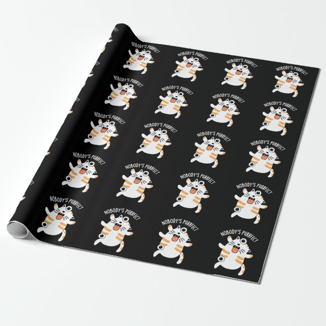 Ingen är Purrfect Funny Cat Pun Mörk BG Presentpapper (Utrullad)
