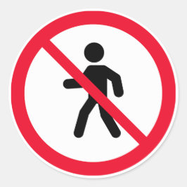 Ingen åtkomstfotgängarsignatur | Klassisk rund eti Runt Klistermärke