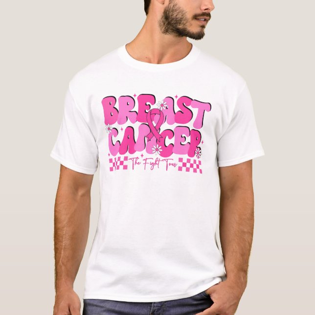 Ingen bekämpar bröstcancer Ensam amerikansk Flagga T Shirt (Framsida)
