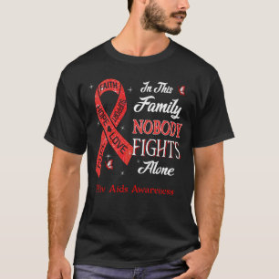 Ingen bekämpar Ensam Hiv Aids medvetande T Shirt
