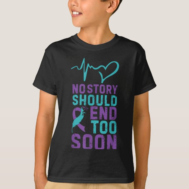 Ingen berättelse ska sluta för tidigt  t shirt (Framsida)