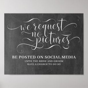 Ingen Bilder på Social Media - Bröllop-signatur Poster