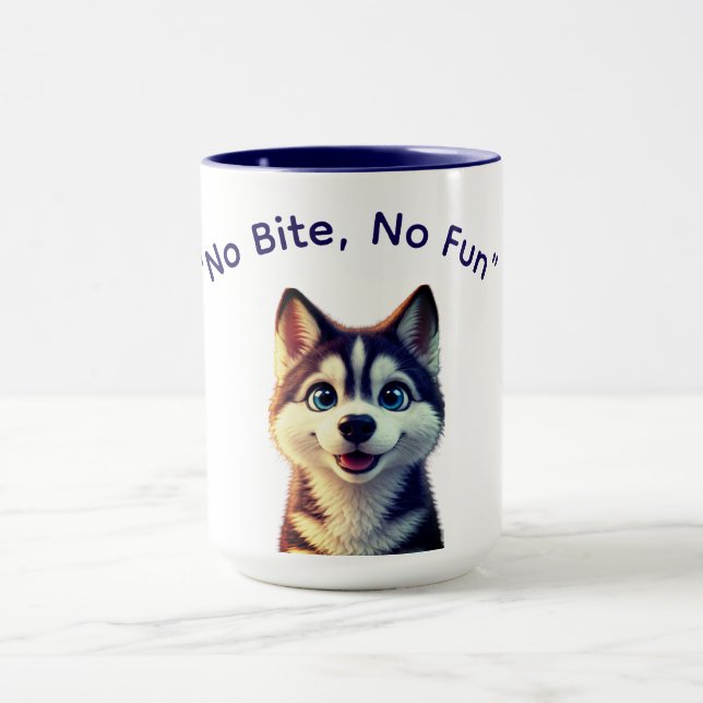 Ingen bit ingen kul hund meme mugg (Center)