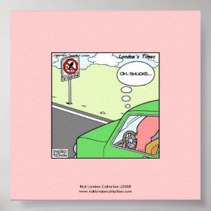 Ingen Bläckfiskzon Rolig Tecknad Affisch