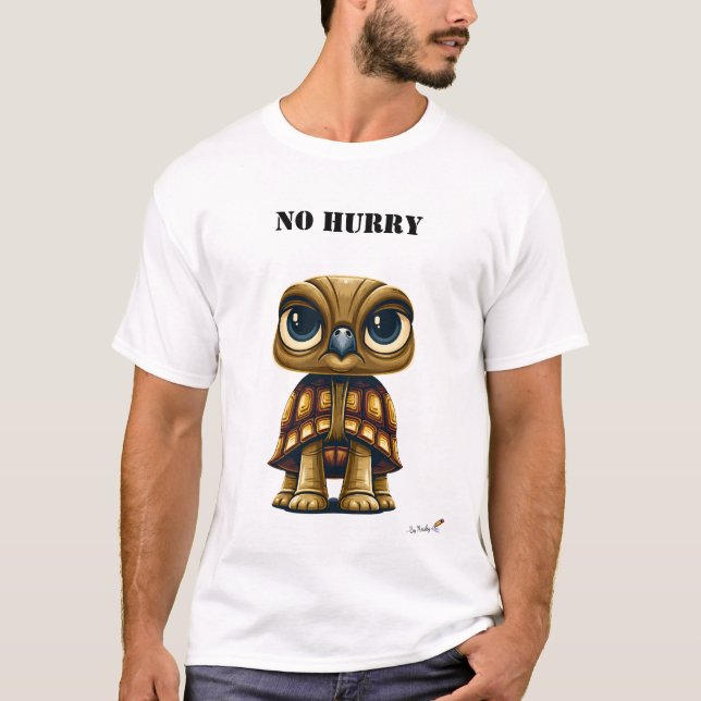 Ingen Brådska Rolig Sköldpadda T-Shirt (Framsida)