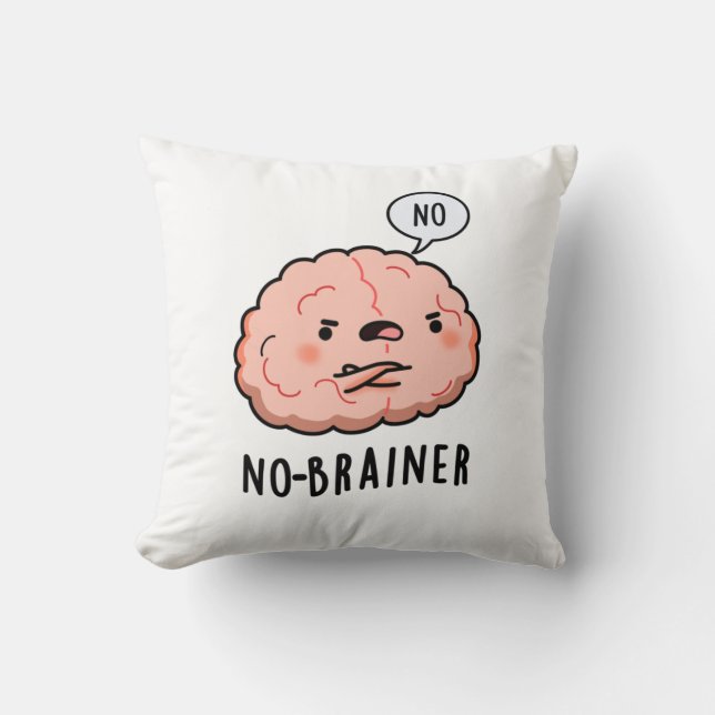 Ingen Brainer Funny Anatomy Brain Pun Kudde (Framsida)