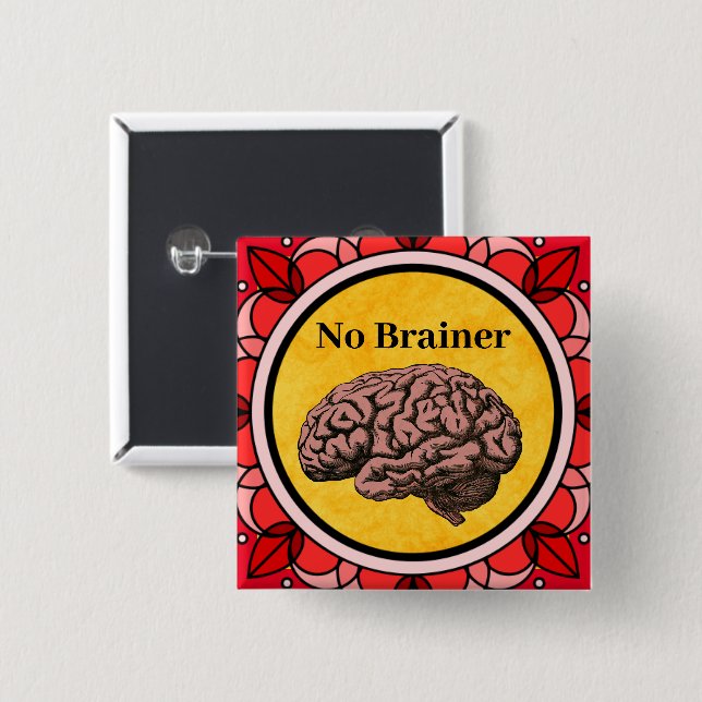 Ingen Brainer-knapp Knapp (Framsida & baksida)