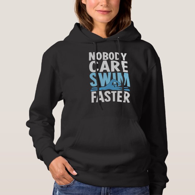 Ingen bryr sig om Simman snabbare Swimmer Swimming T Shirt (Framsida)
