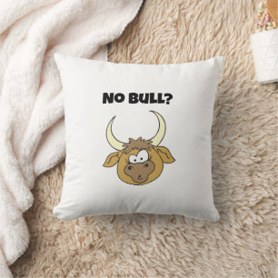 Ingen Bull Funny Brown Tecknad Cow Head Art Kudde