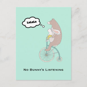 Ingen Bunny lyssnar på Whimsical Funny Illustratio Vykort