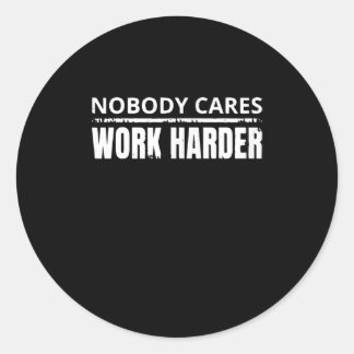 Ingen Cares Work Harder Fitness Workout Gym Gift Runt Klistermärke