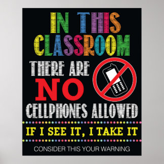 Ingen Cellphone Classroom-signatur Poster