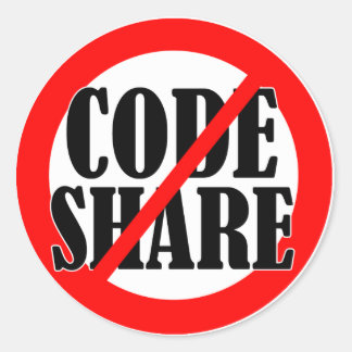 Ingen Codeshare! Runt Klistermärke