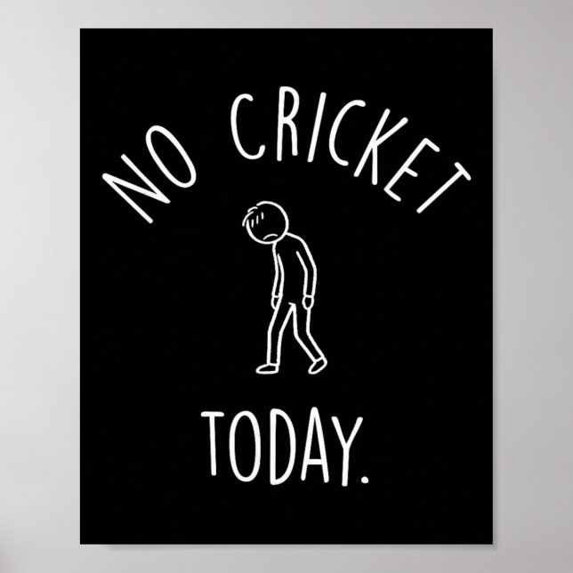 Ingen cricket idag Sorglig Stickfigur Cricket-fans Poster (Framsidan)