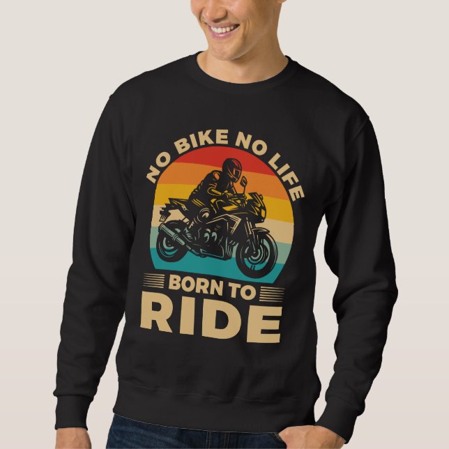 Ingen cykel, inget liv Kör motorcykel Lång Ärmad Tröja (Framsida)