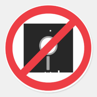 Ingen diskettenhet runt klistermärke