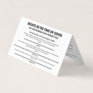 "Ingen diskriminering" Informationskort för mänskl Visitkort